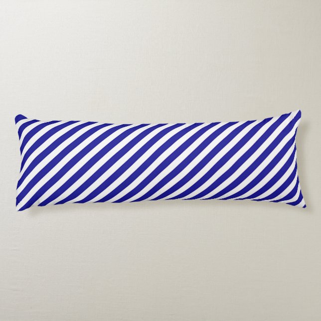 Coussins Longs Rayures diagonales bleues et blanches (Dos)