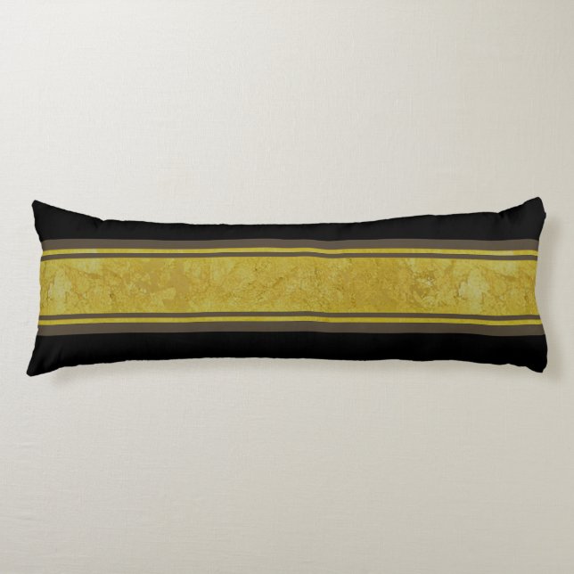 Coussins Longs Rayures dorées brun foncé + la couleur de votre fo (Devant)