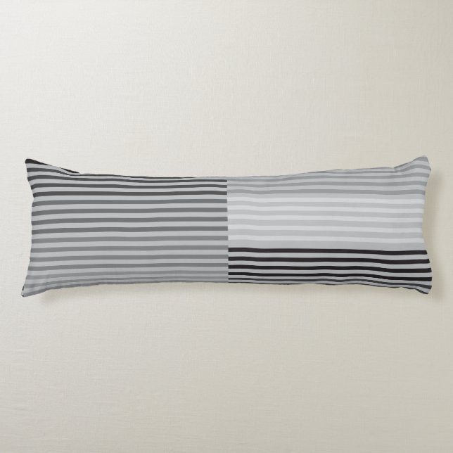 Coussins Longs Rayures grises, noires et blanches (Devant)