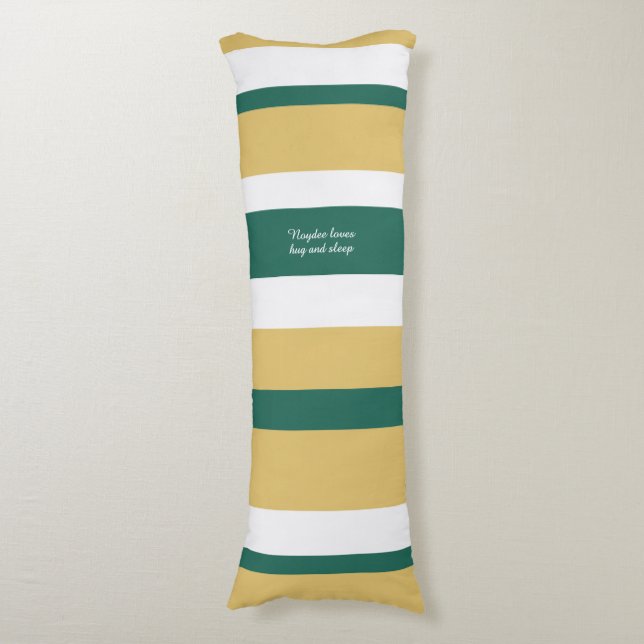 Coussins Longs Rayures Harmonieuses Lignes Vert Or Blanc (Devant (Vertical))