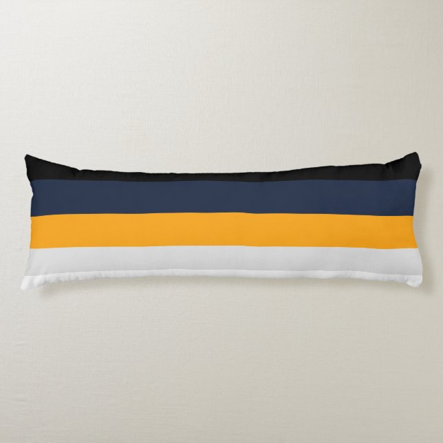Coussins Longs Rayures jaunes, bleues, blanches et noires (Devant)