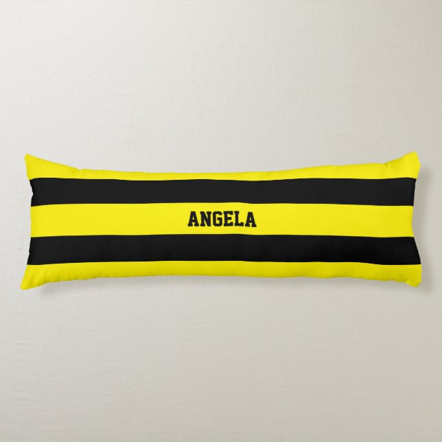 Coussins Longs rayures jaunes et noires (Devant)