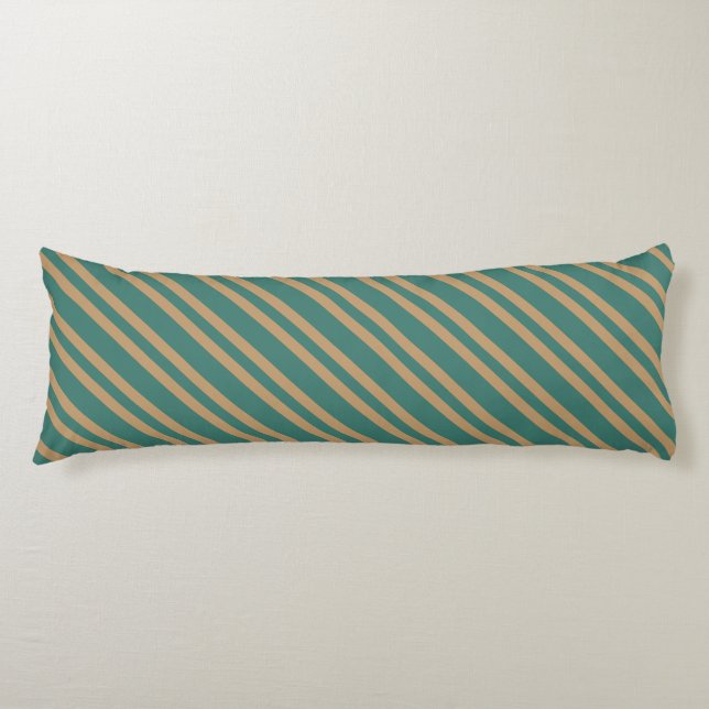 Coussins Longs Rayures marron sarcelle motif sans fin (Devant)
