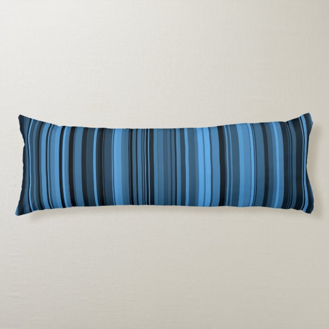 Coussins Longs Rayures Noir Bleu (Devant)
