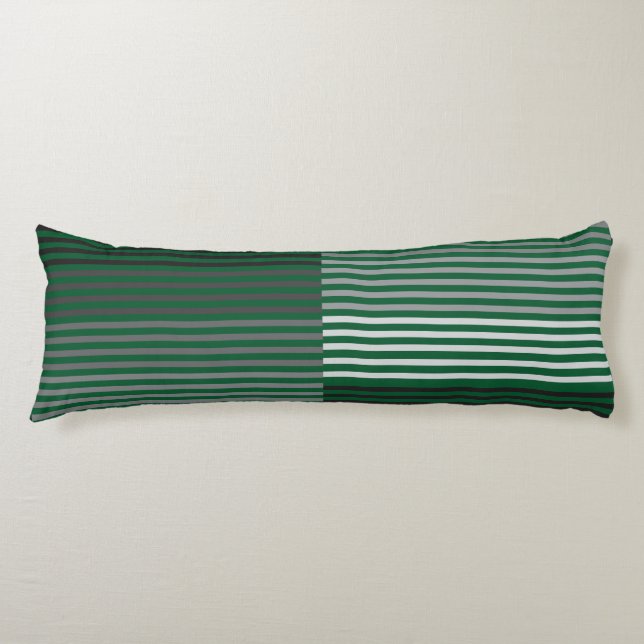 Coussins Longs Rayures vertes, grises, noires et blanches (Devant)