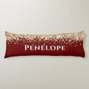 Coussins Longs Red And Gold Faux Parties scintillant Aesthétique 