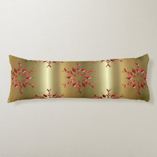 Coussins Longs Red Christmas Stars on Gold