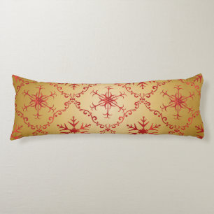 Coussins Longs Red Christmas Stars on Gold