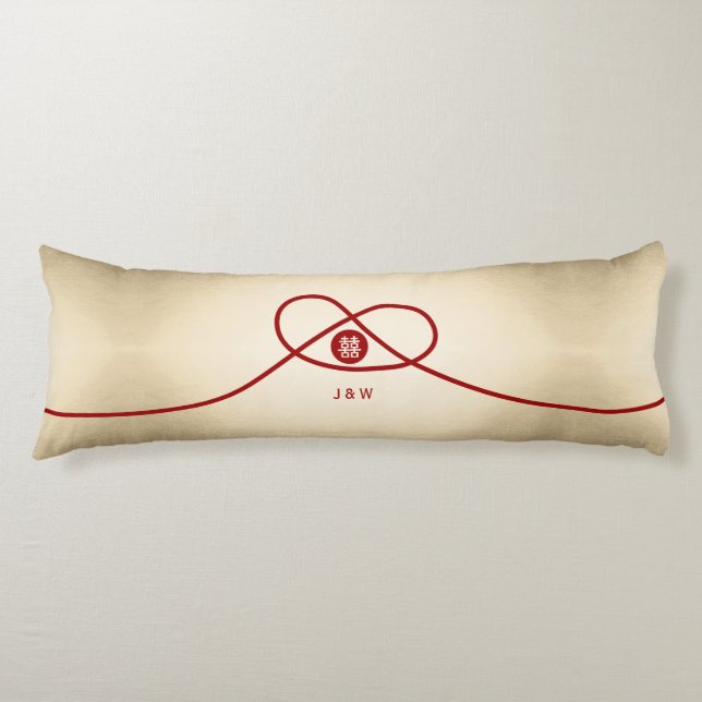Coussins Longs Red Knot Union Double Bonheur Mariage chinois (Devant)
