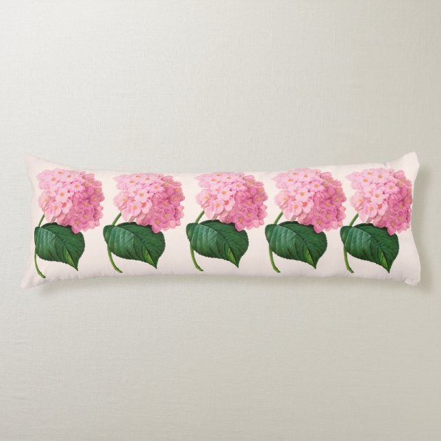 Coussins Longs Redoute Hydrangée rose Oreiller Corps (Devant)