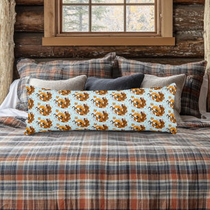Coussins Longs Renard Kitsune Fantaisiste Fleurs de Cerisier Bleu
