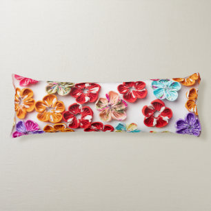 Coussins Longs Ressort tissu cousu artisanal Fleurs Multicolor