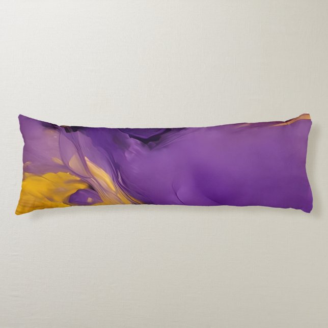 Coussins Longs Résumé abstrait violet et or (Devant)