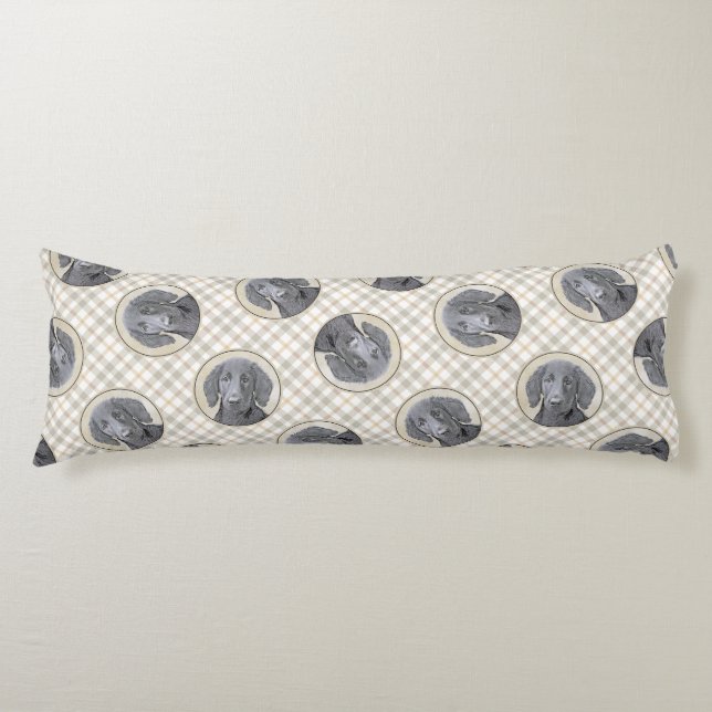 Coussins Longs Retriever à couche plate Peinture de chien animal  (Devant)