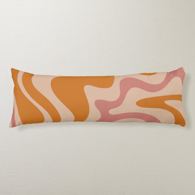 Coussins Longs Retro 60s 70s Psychedelic Swirls Orange Pink (Devant)