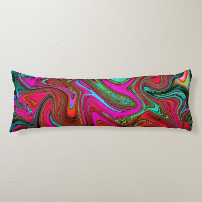 Coussins Longs Retro Super Magenta, Rouge et Bleu Art Abstrait (Devant)
