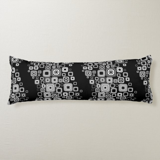 Coussins Longs Rétros carrés noirs et blancs (Devant)