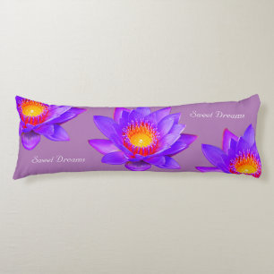 Coussins Longs Rêves doux Lotus Fleurs sur Violet