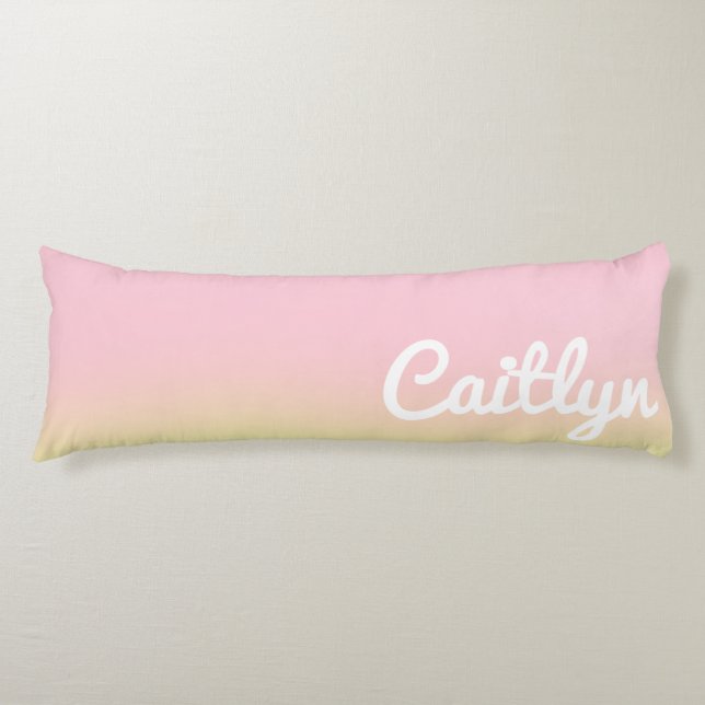 Coussins Longs Rêveuse rose et jaune ombré blanc nom adolescente  (Devant)