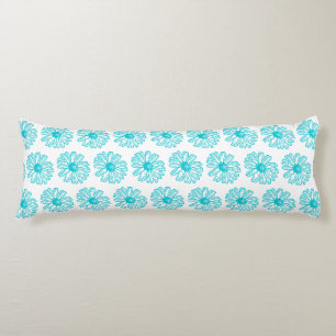 Coussins Longs Robin Egg Blue Daisy Print, Hippie Flowers Motif