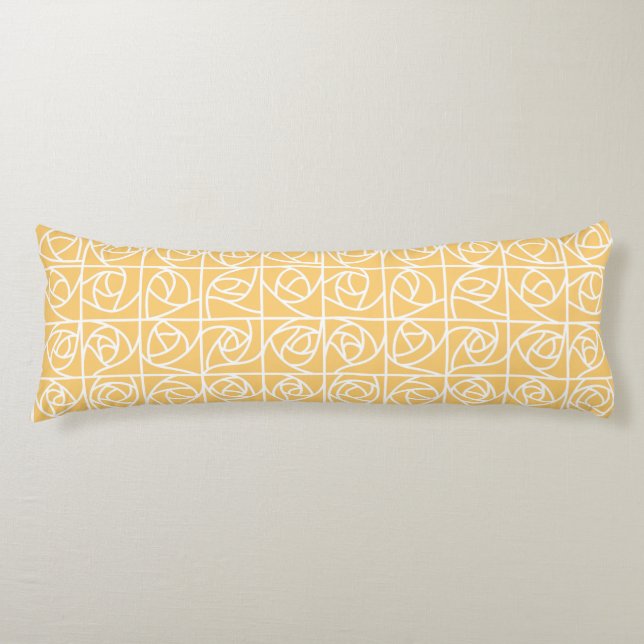 Coussins Longs Rose Art déco Carrés stylisés jaune floral (Devant)