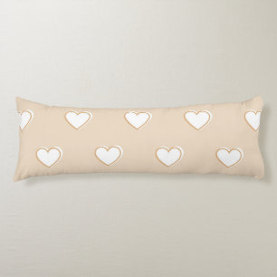 Coussins Longs Rose blanc Beige mignon Motif de coeur simple