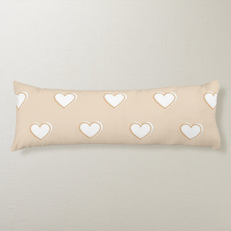 Coussins Longs Rose blanc Beige mignon Motif de coeur simple