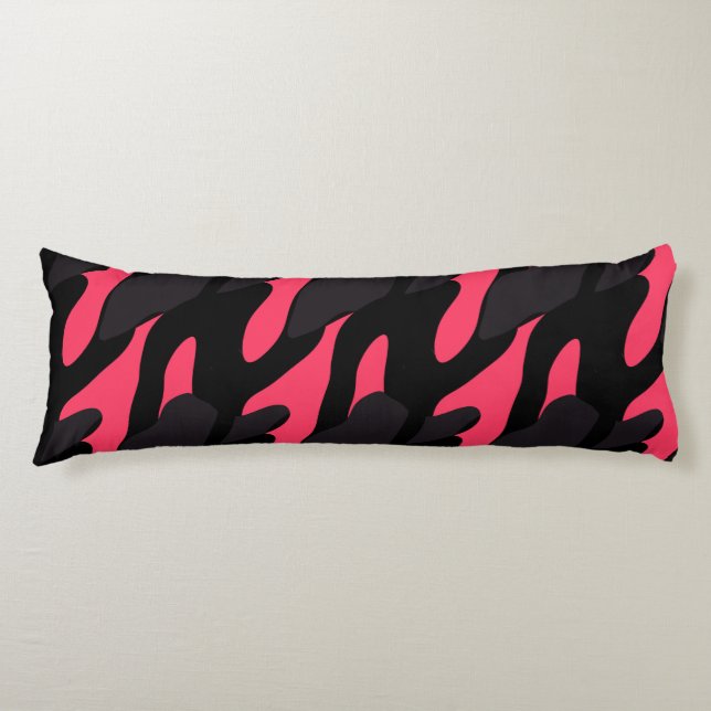 Coussins Longs Rose chaud, gris et noir Camo abstrait (Devant)