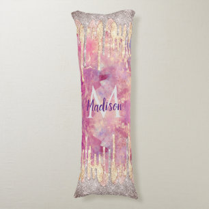 Coussins Longs Rose chic rose parties scintillant gouttes monogra