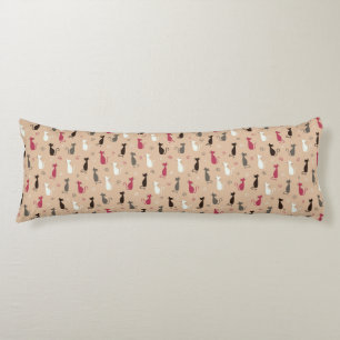 Coussins Longs rose de motif de chats