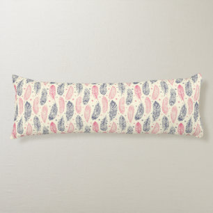 Coussins Longs Rose et motif ethnique pourpre de plume