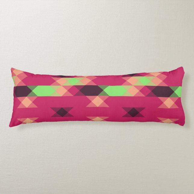 Coussins Longs rose et vert géométrique (Devant)