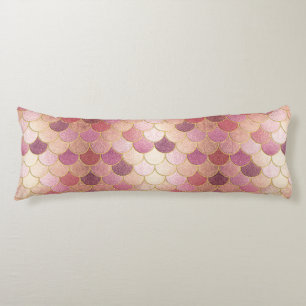 Coussins Longs Rose Gold Shimmer Mermaid Échelle Motif