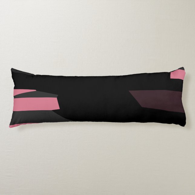 Coussins Longs rose gris et noir abstrait  (Devant)