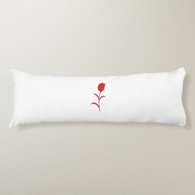 Coussins Longs Rose Madder, Rouge lave, design floral (Devant)