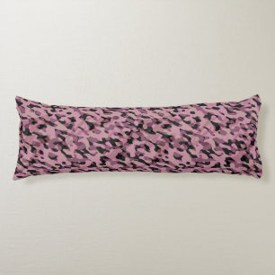 Coussins Longs Rose mauve et camouflage charbon abstrait