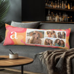 Coussins Longs Rose Rouge Organique Courbes Mood Monogramme Photo<br><div class="desc">Un design moderne avec des aquarelles courbes abstraites dans les tons rose,  corail et rouge. Personnalisez ce coussin avec un ensemble de photos et de monogrammes. Si vous avez besoin d'ajuster les images ou les monogrammes,  cliquez sur l'outil personnaliser pour apporter des modifications.</div>