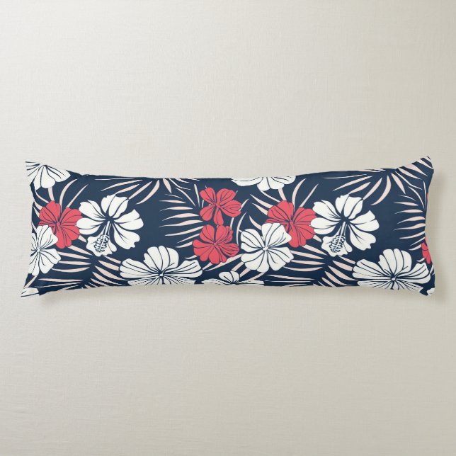 Coussins Longs Rose tropical et floral marine (Devant)