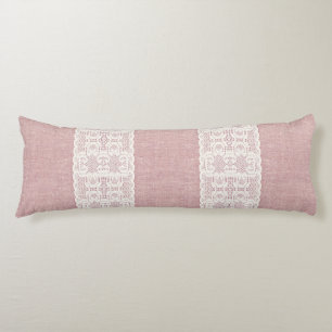 Coussins Longs rose, Vintage, dentelle, burlap, gruner, victorien