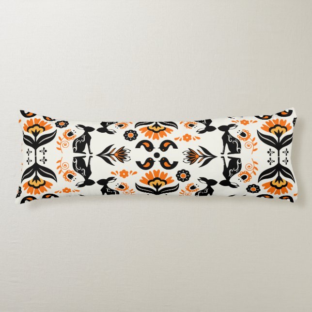 Coussins Longs Rosemaling Art Populaire Norvégien (Devant)