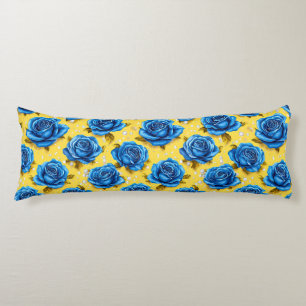 Coussins Longs Roses bleues 3d