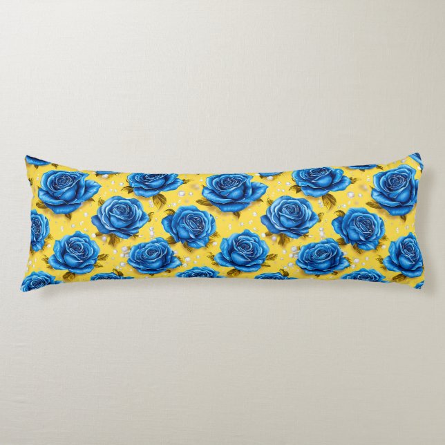 Coussins Longs Roses bleues 3d (Devant)