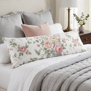 Coussins Longs Roses Pastel Élégantes Shabby Chic