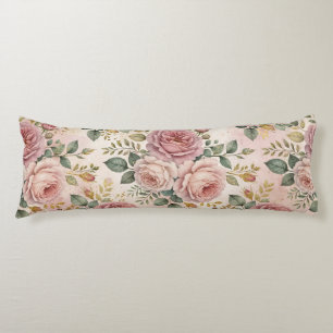 Coussins Longs Roses Rose Poussiéreux Charme Élégant Vert Sauge O