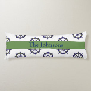 Coussins Longs Roue bateau bleu et vert nautique