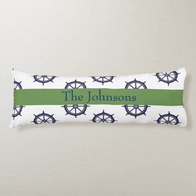 Coussins Longs Roue bateau bleu et vert nautique (Devant)