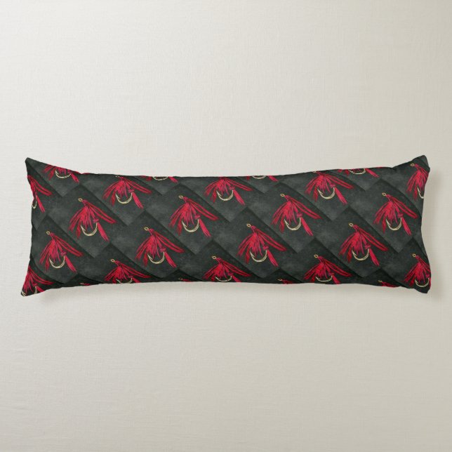 Coussins Longs Rouge et noir Ibis classique truite mouillée (Devant)