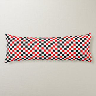 Coussins Longs Rouge Noir et Blanc Carreaux