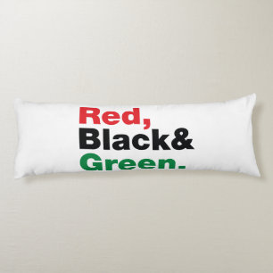 Coussins Longs Rouge, Noir et Vert.