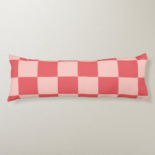 Coussins Longs Rouge rose À damiers En vichy Motif